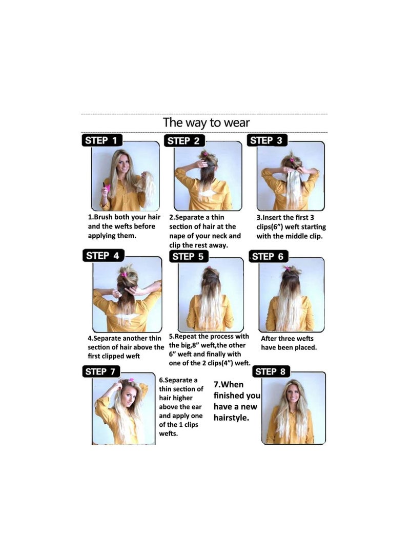 Estelle 7Pcs 16 Clips 24 Inches Thick Curly Straight Full Head Clip in on Double Weft Hair Extensions Dark Black - Straight - Image 5