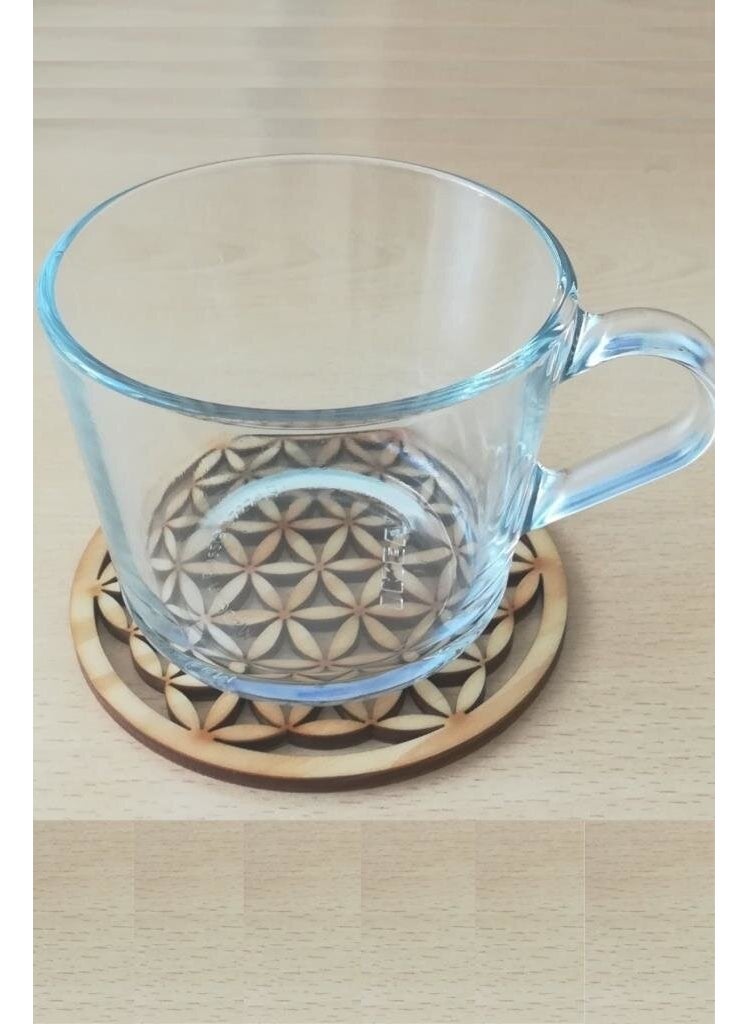 HELLOVE Wooden Coasters Set of 6 Flower of Life Coasters 