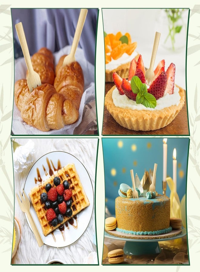 EupHHonycs طقم أدوات مائدة خشبية طبيعية من الخيزران 200 قطعة، شوك صغيرة قابلة للتخلص 3.54" لحفلات الزفاف والتخييم والاحتفالات - Image 5