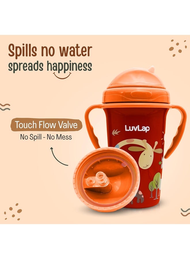 Luvlap Tiny Giffy Sipper for Infant/Toddler 300ml, Anti-Spill Sippy Cup with Soft Silicone Straw BPA Free, 18m+(Orange) - Image 5