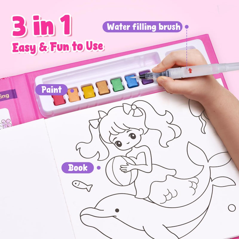 JoyCat Paint with Water Coloring Books, Art & Craft Activity, Princess No Mess Art for Kids Ages 4-8, Craft Kits & Supplies, DIY Creative Activity, Easter Gifts for Girls & Boys - Image 3