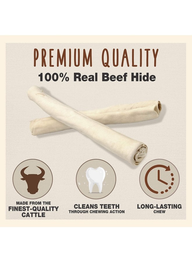 كاديت جلود بقر ممتازة للكلاب، لفائف جلد خام طويلة الأمد، علكات للكلاب مكون واحد، نكهة جلد البقر، 10 بوصات (4 قطع) - Image 2