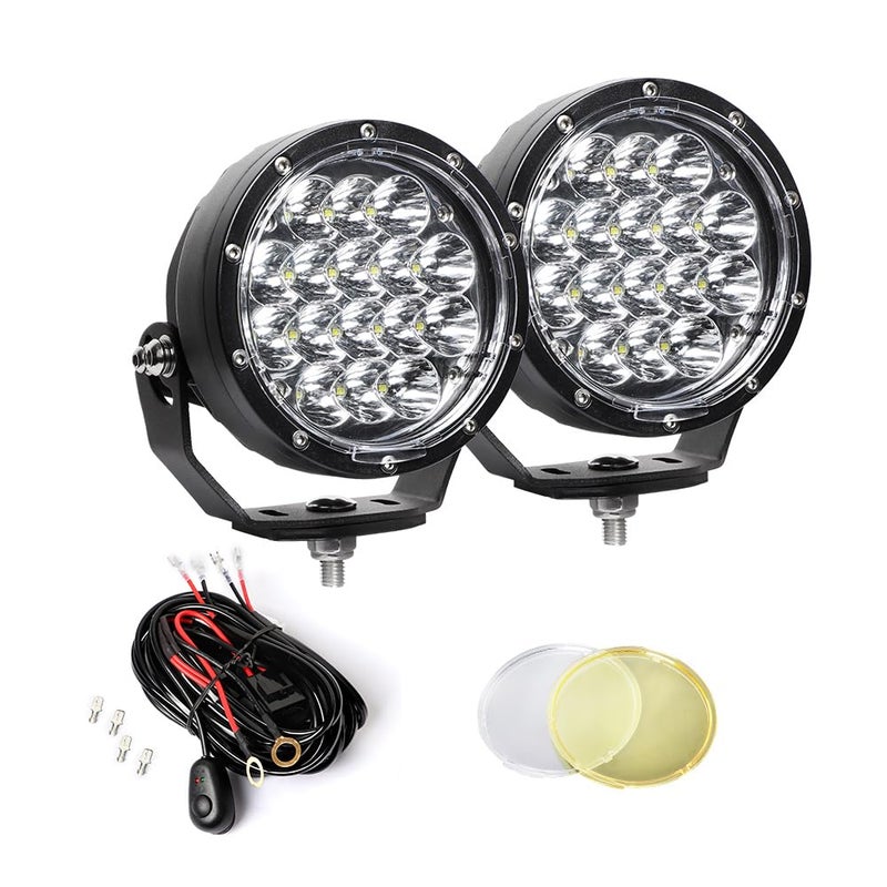 EXZEIT 160W 5 Inch Driving Lights11200 Lumens Round Fog Lights Offroad Lights for JeepTrucks SUV ATV Diffuser Covers and Yellow Covers Changeable 12V24V