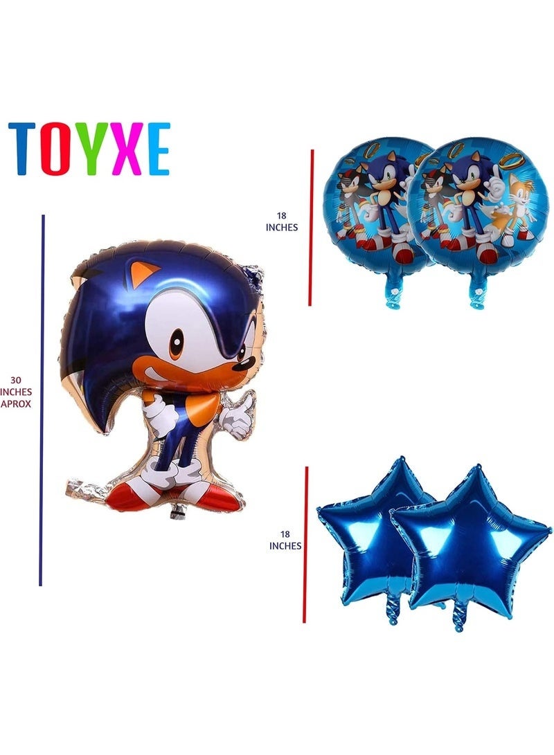 Sonic The Hedgehog Birthday Party Decoration Foil Balloons Set, 5 Pcs for Boys - Image 2