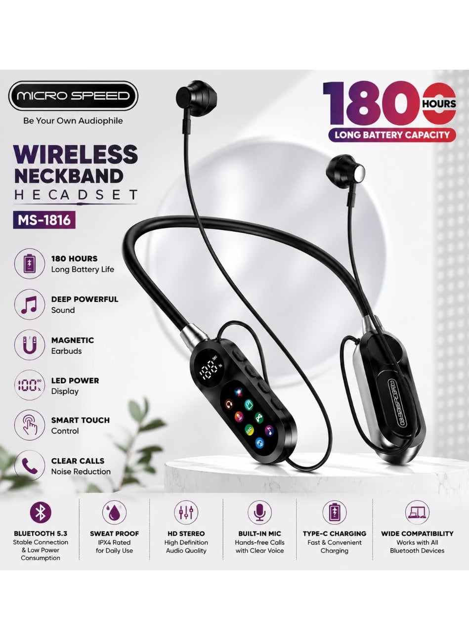 micro speed micro speed Micro Speed Bluetooth Neckband Headphones With Led Power Display 180 Hours Playt Z691B7A27817CFC53C699Z