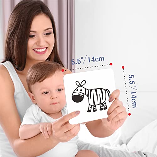SpriteGru 50 Pages Visual Stimulation Flashcards, 25 PCS Black and White Baby Visual Stimulus Cards Sensory Developmental Black White Card Set for Newborn Baby 0-3 Months (5.5” X 5.5”) - Image 3