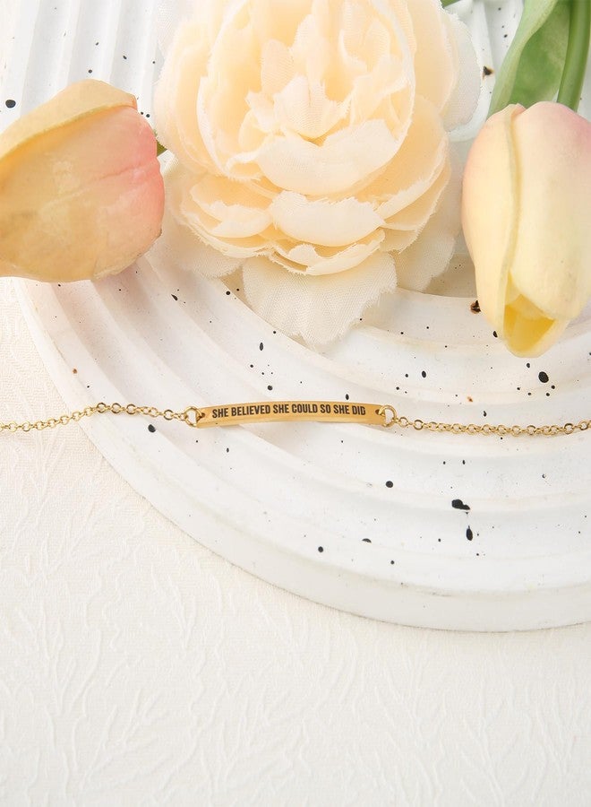 Ohmique She Believed She Could So She Did Bracelets Gold Bracelet Graduation Gifts for Her, Adjustable Stainless Steel Engraved Words Bangle, Inspirational Jewelry Congratulations Gifts for Women - Image 3
