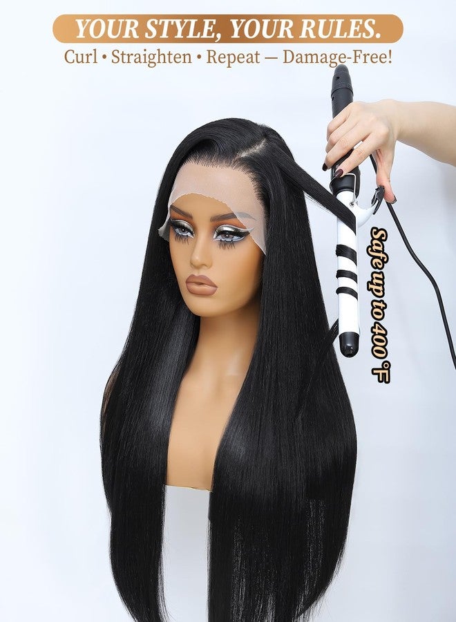 Latasha Copper Straight Synthetic Lace Front Wig for Black Women 13X6 HD Transparent Lace Frontal Wigs Pre Plucked Wear and Go Glueless Wigs for White Women28 inch Long Wig - Image 3