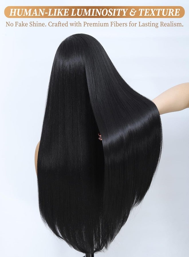 Latasha Copper Straight Synthetic Lace Front Wig for Black Women 13X6 HD Transparent Lace Frontal Wigs Pre Plucked Wear and Go Glueless Wigs for White Women28 inch Long Wig - Image 2