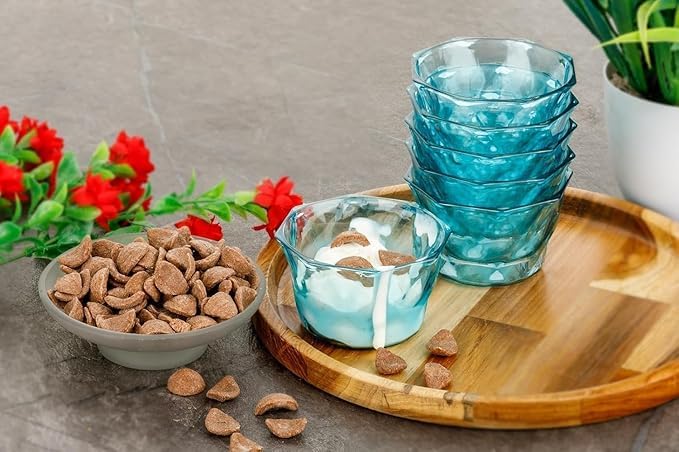 istore Crystal Glass ice Cream Cups || Desert Bowls || Pudding & Salad Serving Bowl || Set of (6) - Image 1