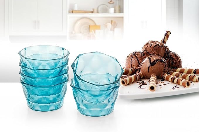 istore Crystal Glass ice Cream Cups || Desert Bowls || Pudding & Salad Serving Bowl || Set of (6) - Image 3