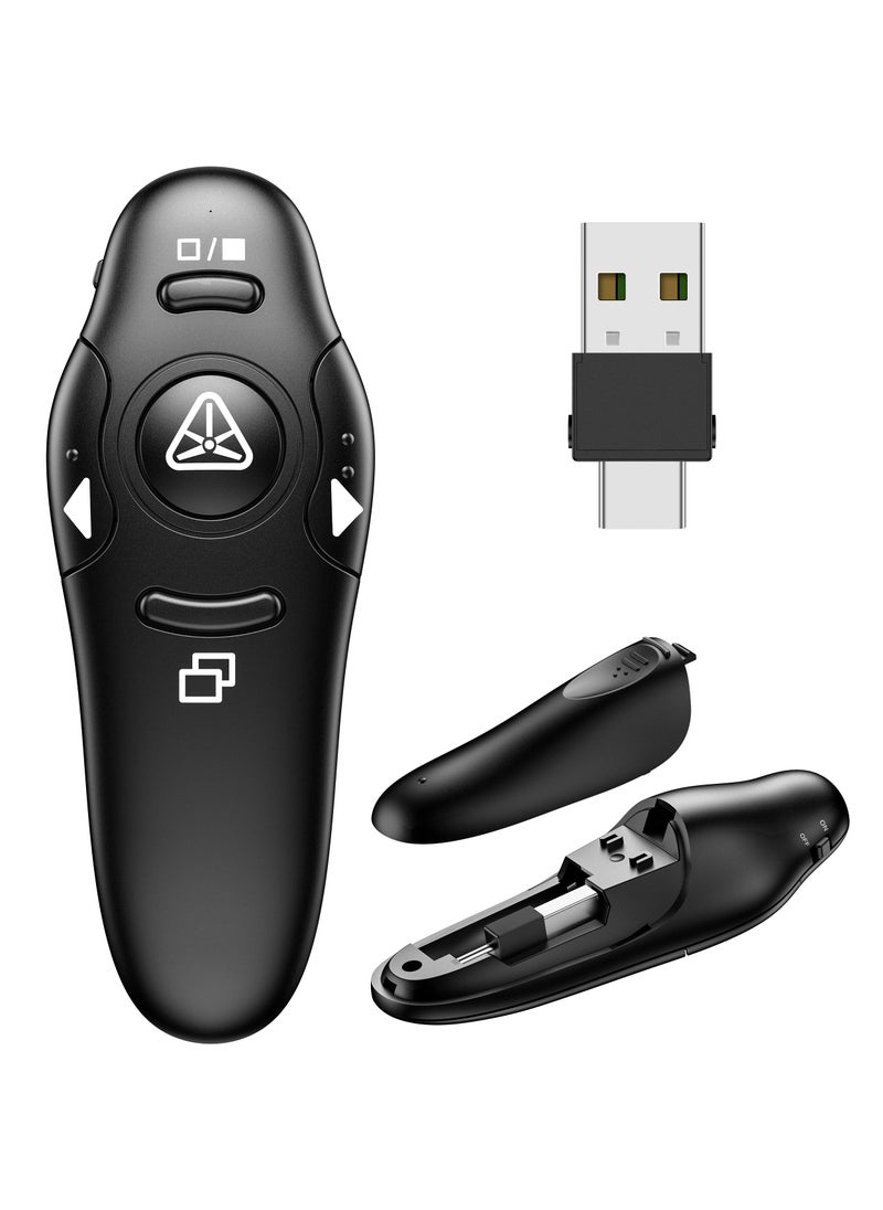 DinoFire USB Type C Presentation Clicker Wireless Presenter Remote Clicker for PowerPoint Presentations with Red Pointer, PowerPoint Clicker Slide Advancer for Mac/Laptop/Computer/Class/Office  - Image 1