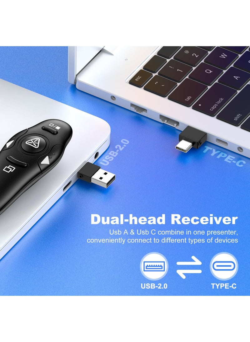 DinoFire USB Type C Presentation Clicker Wireless Presenter Remote Clicker for PowerPoint Presentations with Red Pointer, PowerPoint Clicker Slide Advancer for Mac/Laptop/Computer/Class/Office  - Image 2