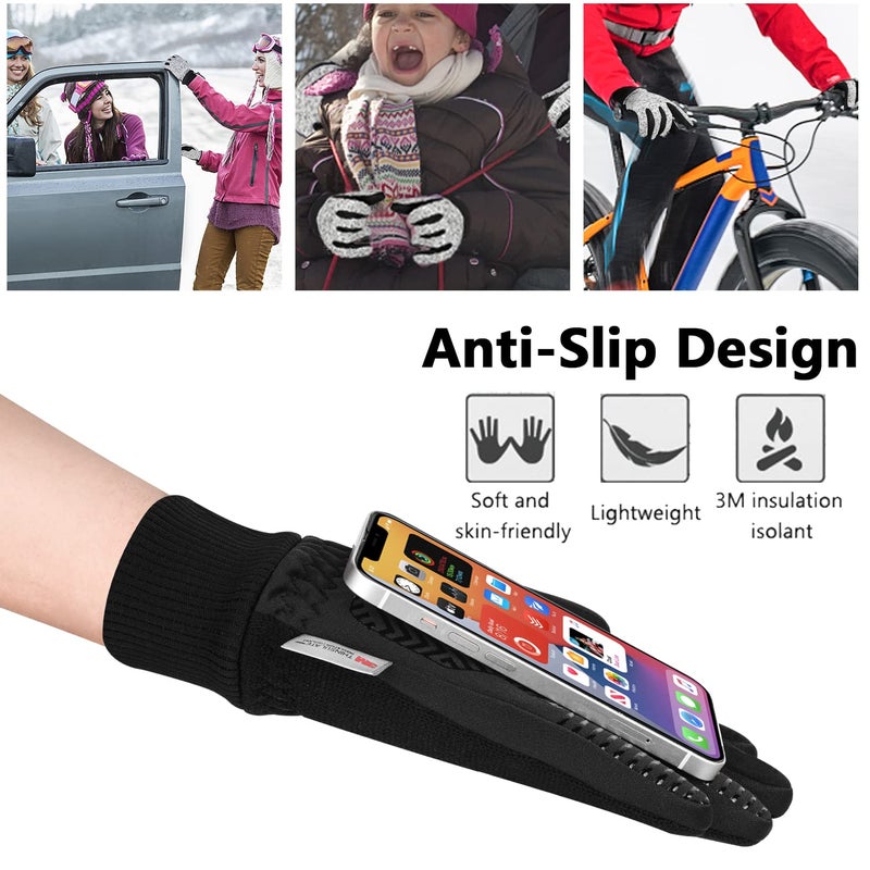 MOREOK Winter Gloves for Men/Women -10Â°F 3M Thinsulate Warm Touch Screen Snow Ski Bicycle Bike Gloves for Driving/Cycling/Running/Hiking-Black-L - Image 5