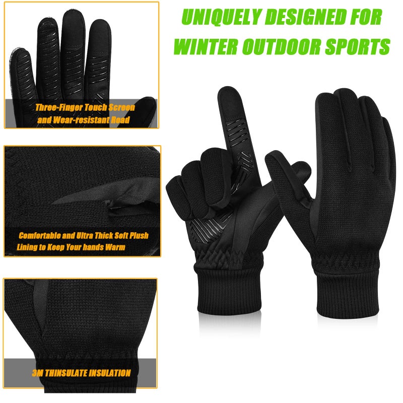 MOREOK Winter Gloves for Men/Women -10Â°F 3M Thinsulate Warm Touch Screen Snow Ski Bicycle Bike Gloves for Driving/Cycling/Running/Hiking-Black-L - Image 3