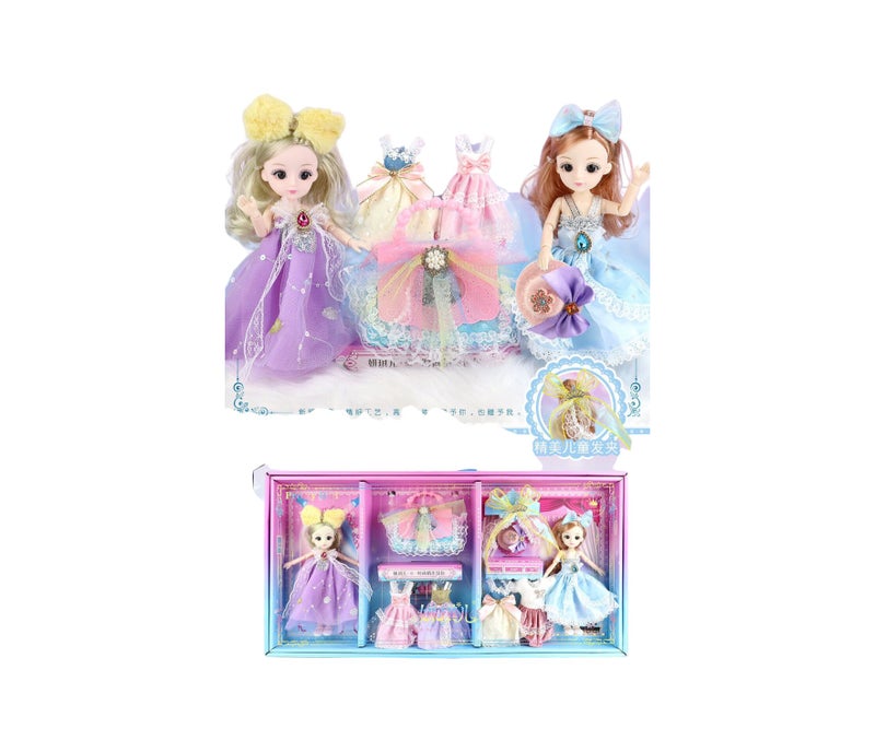 TOYSEA Beautiful Princess Doll Set with 2 Fashion Dolls and Multiple Outfits, Dress-Up Play Set for Girls, Includes Accessories and Wardrobe, Packed in Gift Box - Image 1