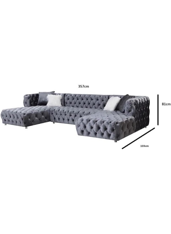 Comfynest U Shape European Style Sofa Set for Business and Home Use Classy Couch (Golden) - Image 2