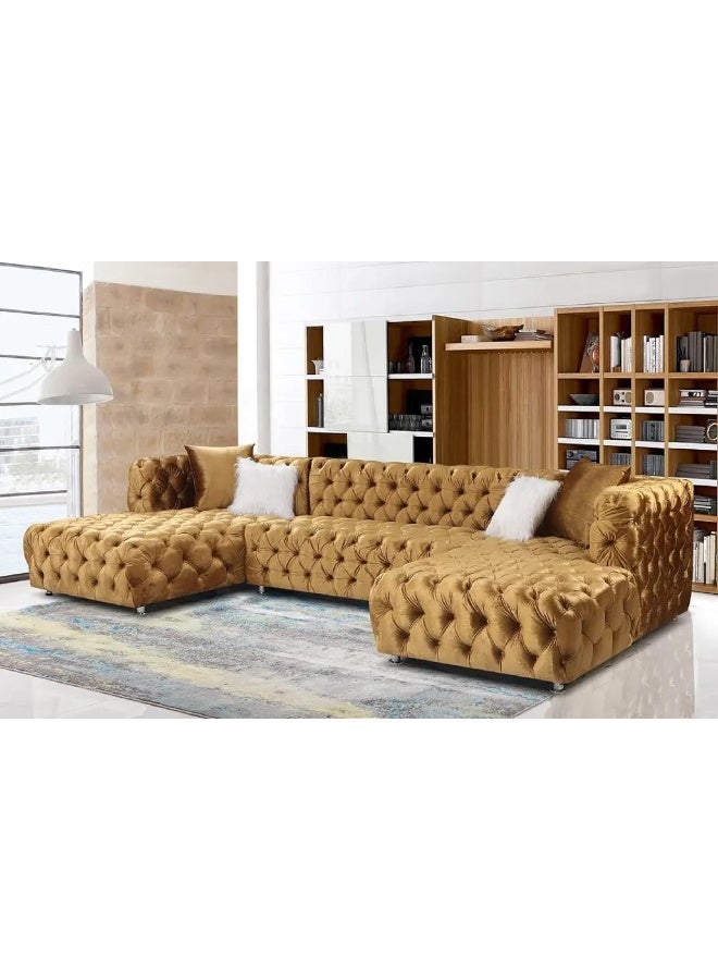 Comfynest U Shape European Style Sofa Set for Business and Home Use Classy Couch (Golden) - Image 1