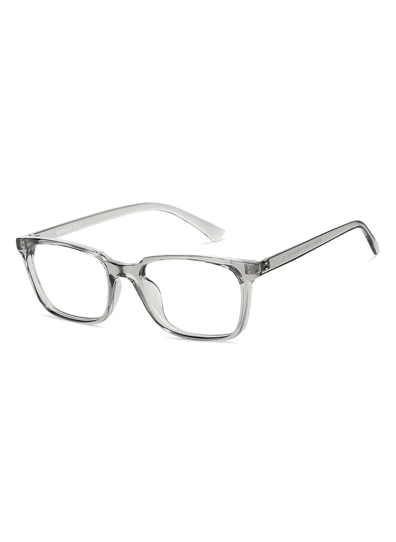 Lenskart Blu LENSKART BLU | Zero Power Bluecut & Antiglare Computer Eyeglasses | Grey Full Rim Rectangle | For Men & Women | Medium | LB E14067