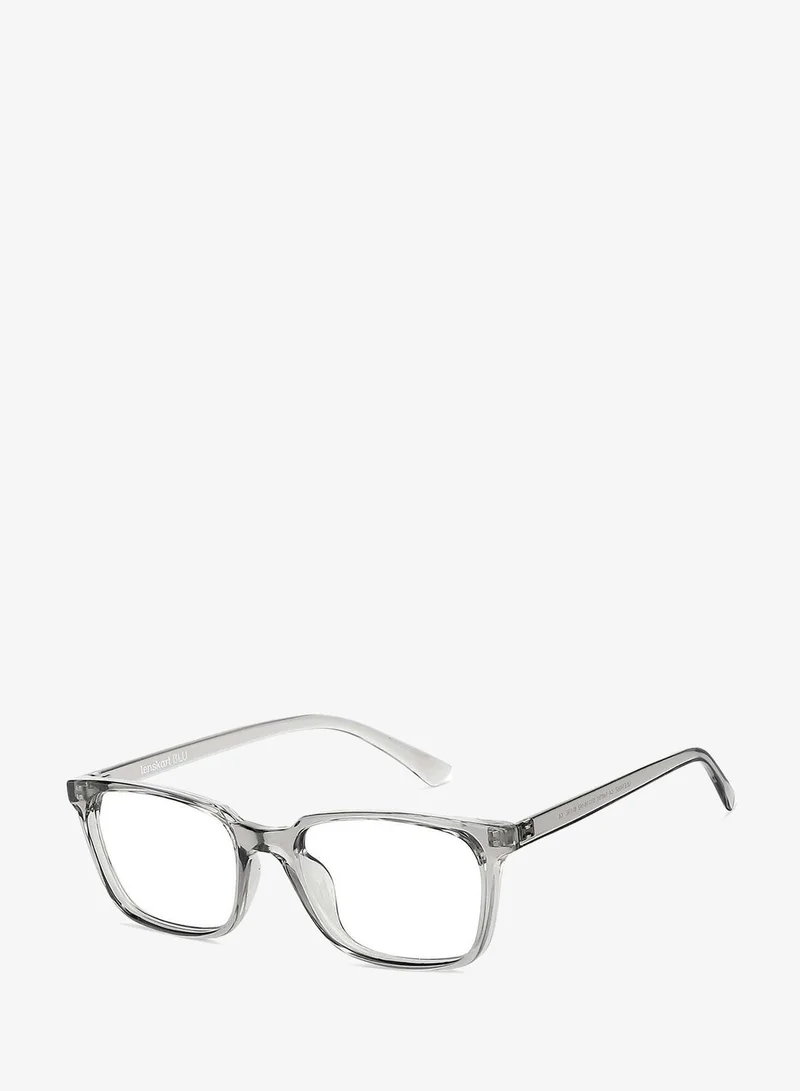 Lenskart Blu LENSKART BLU | Zero Power Bluecut & Antiglare Computer Eyeglasses | Grey Full Rim Rectangle | For Men & Women | Medium | LB E14067