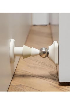 SYOSI Magnetic Door Stopper, Silicone Door Suction Punch-Free Door Stopper, Anti-Collision Silicone Fixed Household Strong Magnetic Door Suction for Wall, 2 Pcs, Blue and White  - Image 1