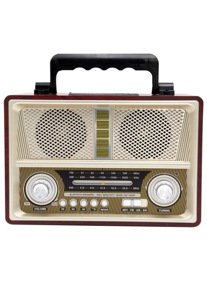 ال سي راديو USB محمول 4 في 1 مزود بخاصية البلوتوث SD TF وFM AM SW ومكبر صوت كلاسيكي - Image 1