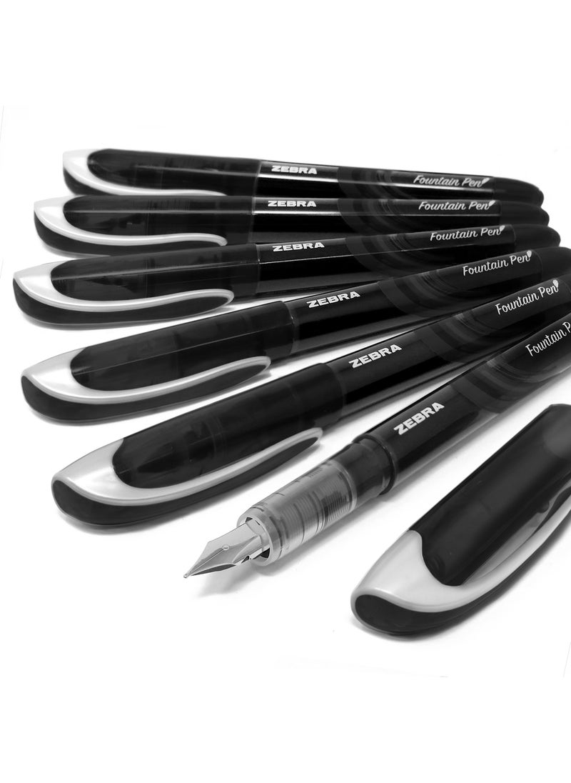 ZEBRA ZEBRA Fuente - Disposable Fountain Pen - Black Ink - Pack of 6  - Image 1