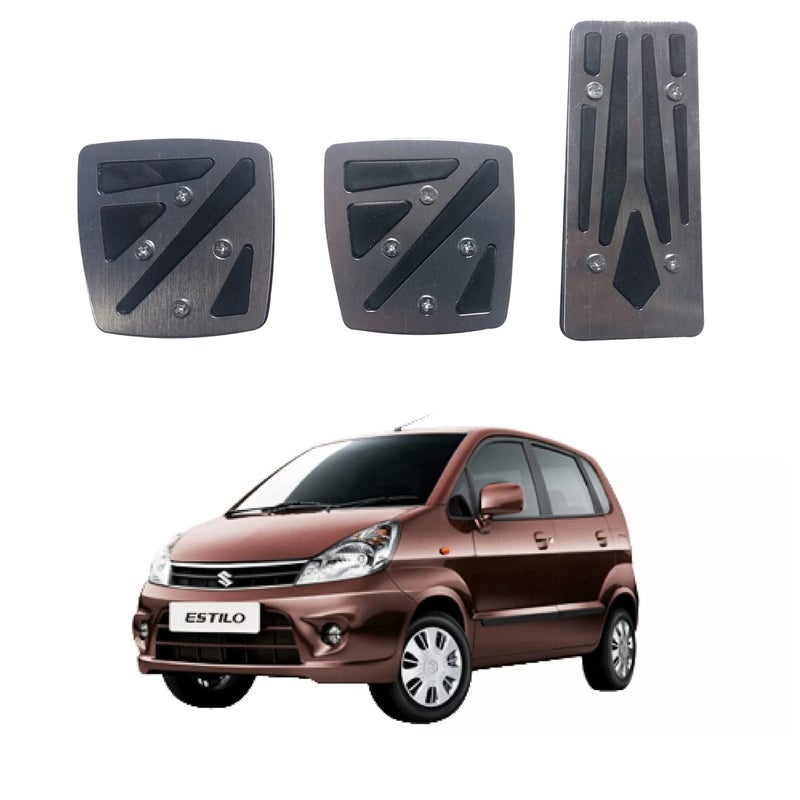 Oshotto 3 Pcs Non-Slip Manual CS-048 Car Pedals Kit Pad Covers Set Compatible with Maruti Suzuki Zen Estilo (Grey) - Image 1