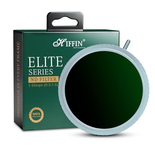 Hiffin 77mm Elite Series, ND Filter (1-5 Stops) | Variable Neutral Density Lens Filter with Lens Cap & Protective Box | Silver-Black Finish | Compatible with DSLR/Mirrorless Cameras - Image 1
