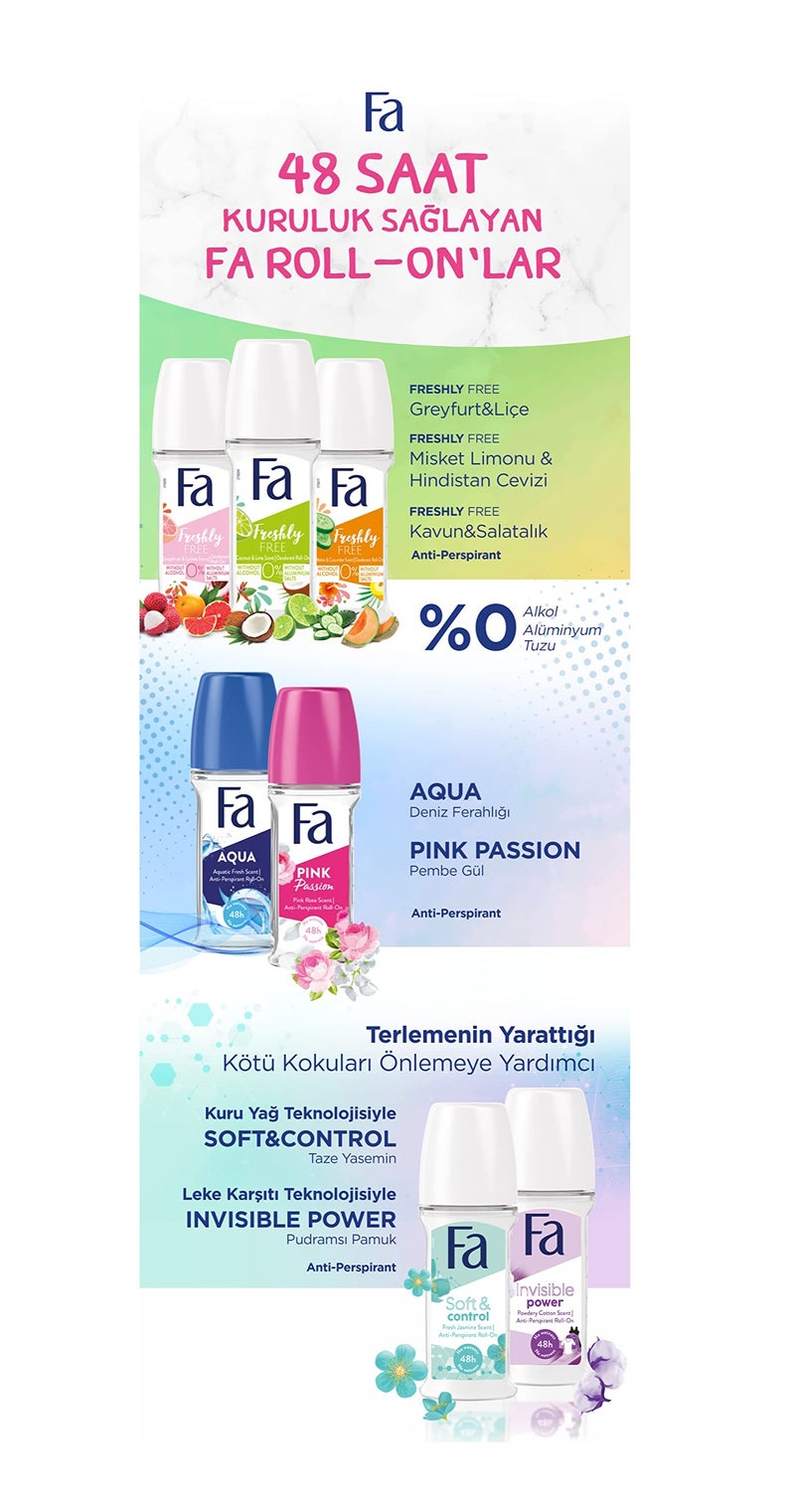 Fa Roll On Deodorant 50ml with Cucumber and Melon for Women- Pack of 3 - Image 5