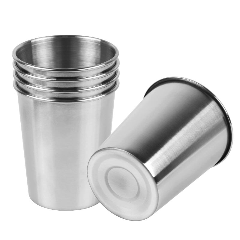 Teqooza 5 Pack 8 Ounce 230ml Stainless Steel Cups Shatterproof Pint Drinking Cups Metal Drinking Glasses for Kids and Adults  Pack of 5