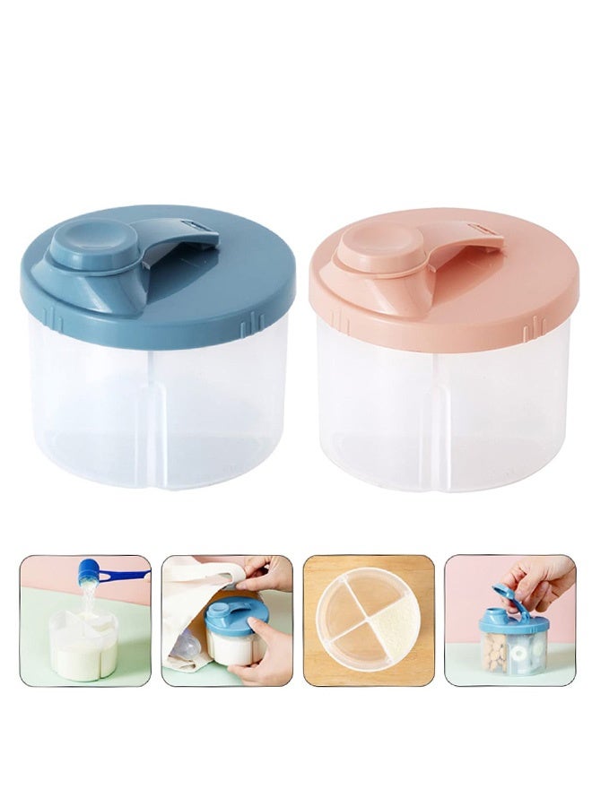 MXN 2 PCS Baby Formula Dispenser, Portable Milk Powder Box, 4 Compartment Large Capacity Stackable Milk Storage Box for Travel (Blue & Pink) - Image 2