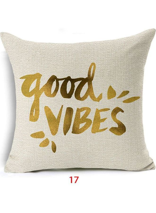 NIBEMINENT Decorative Printed Cushion Cover White/Gold