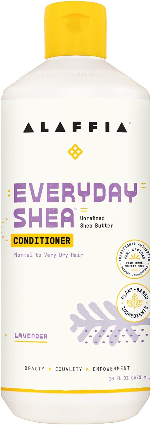 Alaffia EveryDay Shea Conditioner  Normal to Very Dry Hair Moisturizing Support to Balance pH for Protected Luxurious Locks with Shea Leaf and Butter Fair Trade Lavender 16 Fl Oz