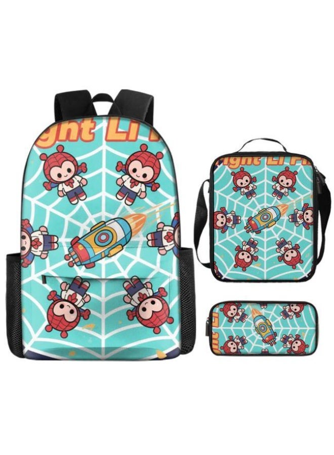 واضح من النار حقيبة كرتونية من ثلاث قطع، يسهل التعامل معها في مناسبات مختلفة (متوفرة للطلاب والأطفال والأصدقاء في النزهايات وتسلق الجبال والتعليم المدرسي وما إلى ذلك) | الكتفين + حقائب اليد + حقائب القرطاسية | موسم العودة إلى المدرسة / هدايا المهرجان - 35 - Image 2