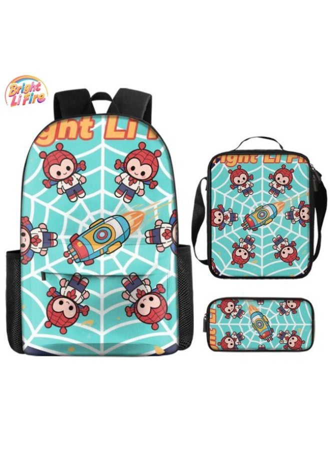 واضح من النار حقيبة كرتونية من ثلاث قطع، يسهل التعامل معها في مناسبات مختلفة (متوفرة للطلاب والأطفال والأصدقاء في النزهايات وتسلق الجبال والتعليم المدرسي وما إلى ذلك) | الكتفين + حقائب اليد + حقائب القرطاسية | موسم العودة إلى المدرسة / هدايا المهرجان - 35 - Image 1