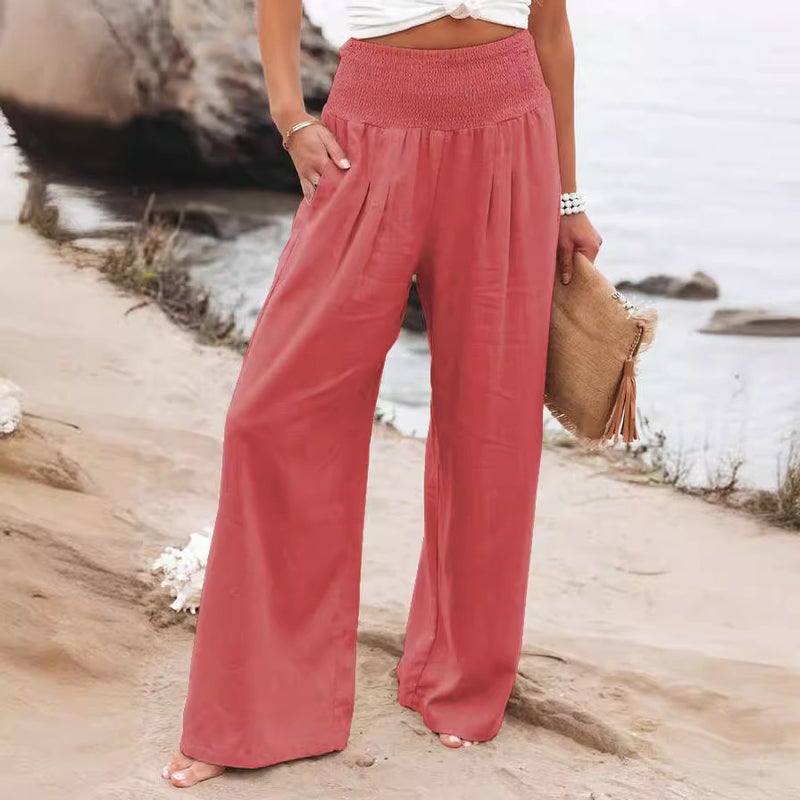 Women's Casual Linen Blend Wide Leg Pants - Image 3