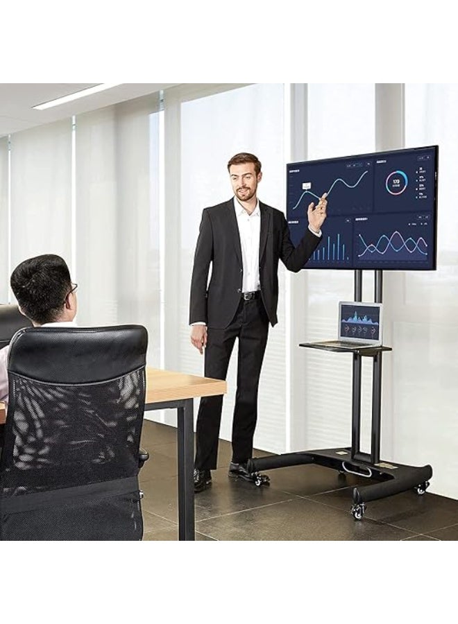 Mobile TV Stand – Adjustable Mount with Wheels for 32–65 inch Flat Screens up to 45.5 kg - Image 3