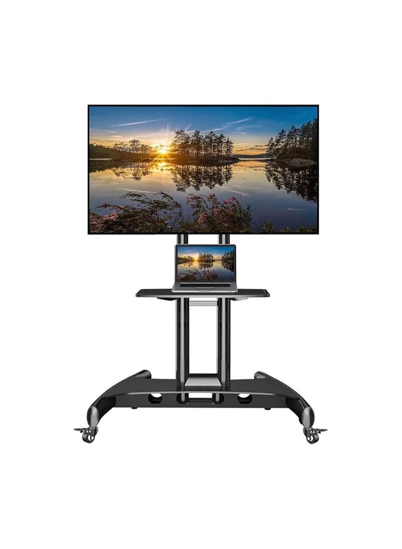 Mobile TV Stand – Adjustable Mount with Wheels for 32–65 inch Flat Screens up to 45.5 kg - Image 1