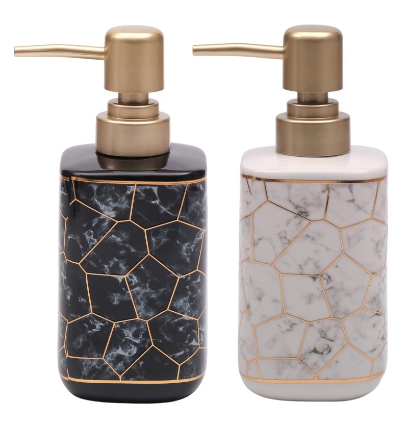 STORE 2508 Ceramic Liquid Handwash Soap Dispenser Pump For Bathroom/Kitchen - 250Ml (2 Pcs Black & White) - Image 2