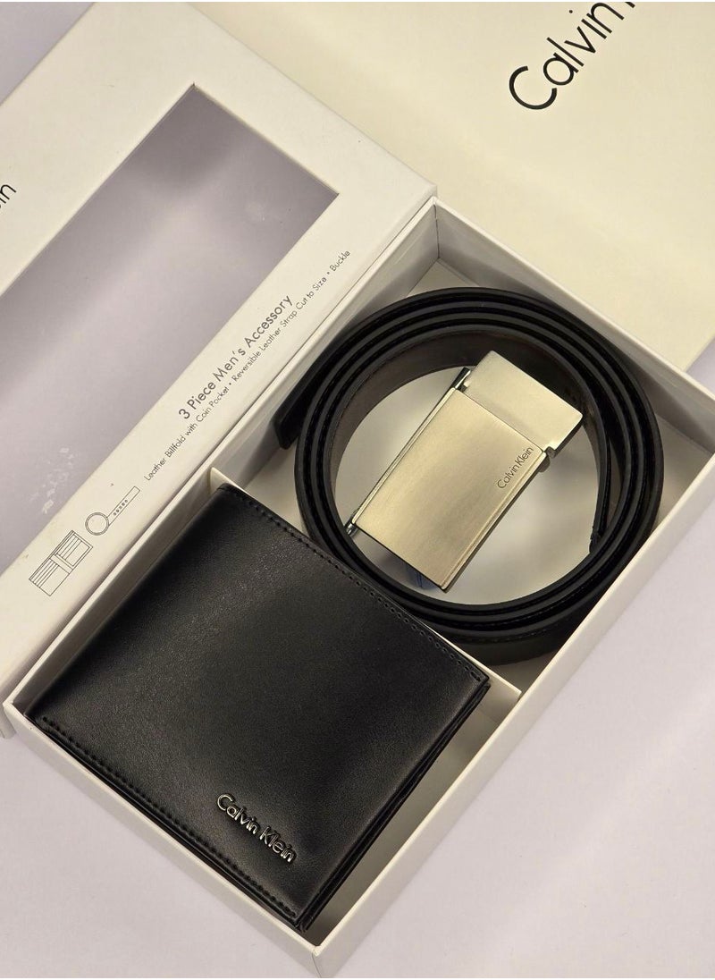 CALVIN KLEIN JEANS PLUS - Calvin Klein Black Wallet-Belt Set For Men - Image 1