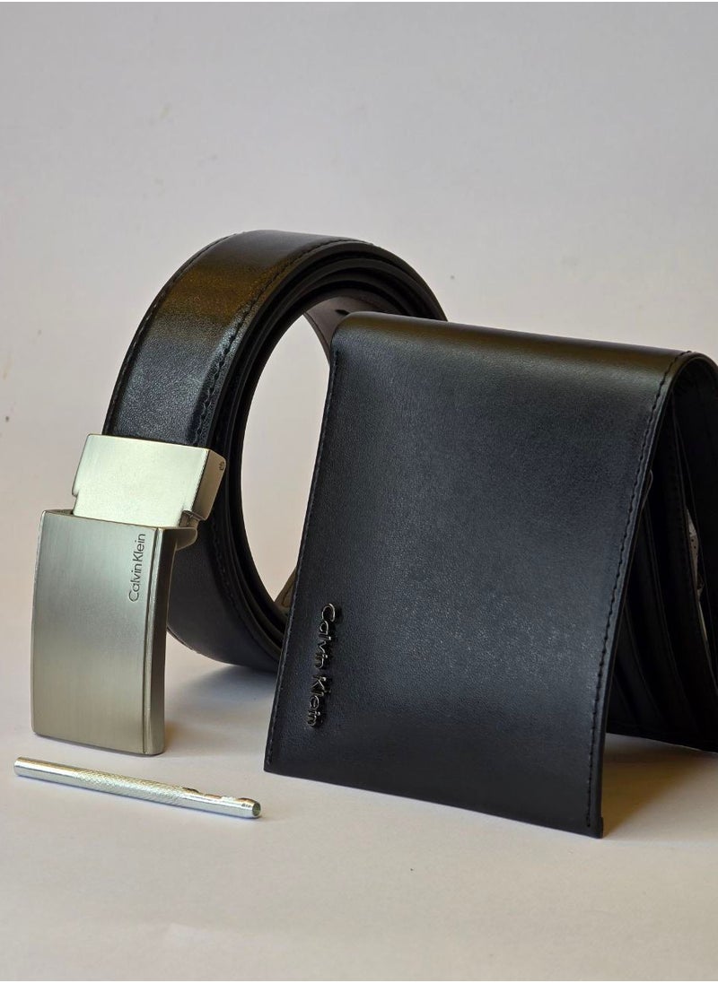 CALVIN KLEIN JEANS PLUS - Calvin Klein Black Wallet-Belt Set For Men - Image 1