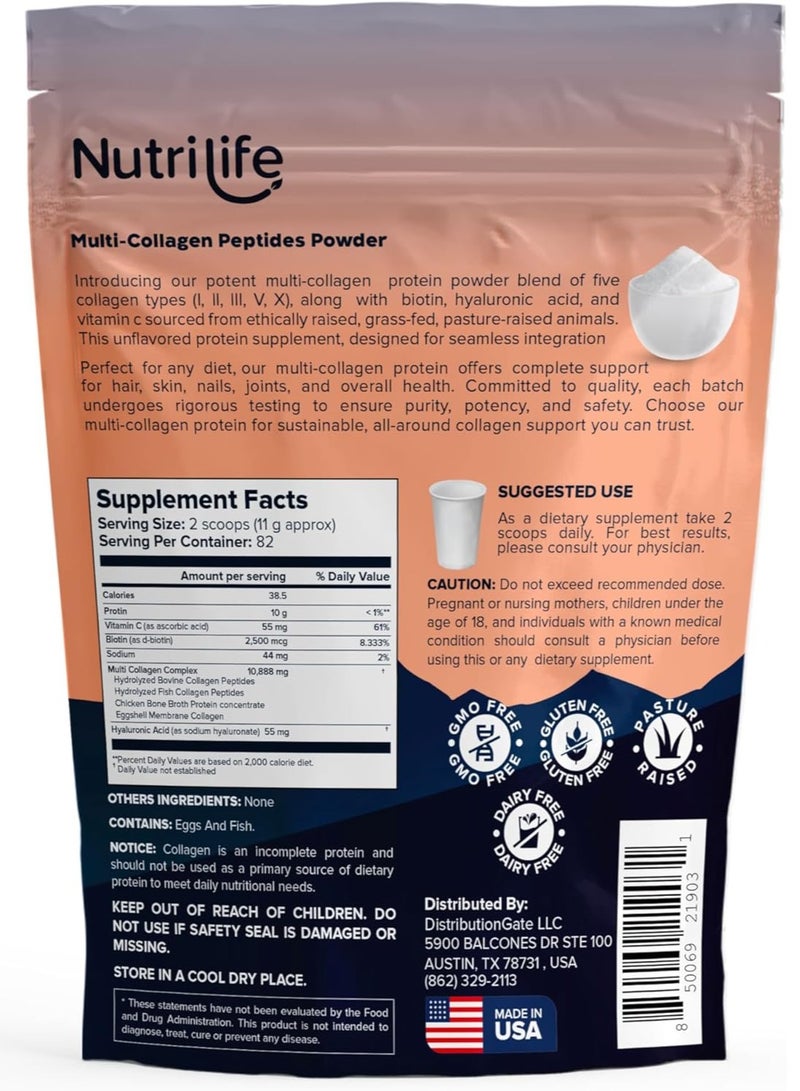 NutriLife ببتيدات الكولاجين المتعددة +، من حيوانات تتغذى على العشب، 32 أونصة - Image 2