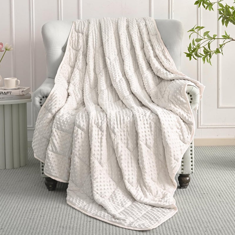 Mr. Sandman Weighted Blanket for Adults, Heavy Blanket for Woman, Man Sleeping/Calm, Soft and Cozy Weighted Throw Blankets, Machine Washable, 48 x 72in, 15 lbs, White - Image 2