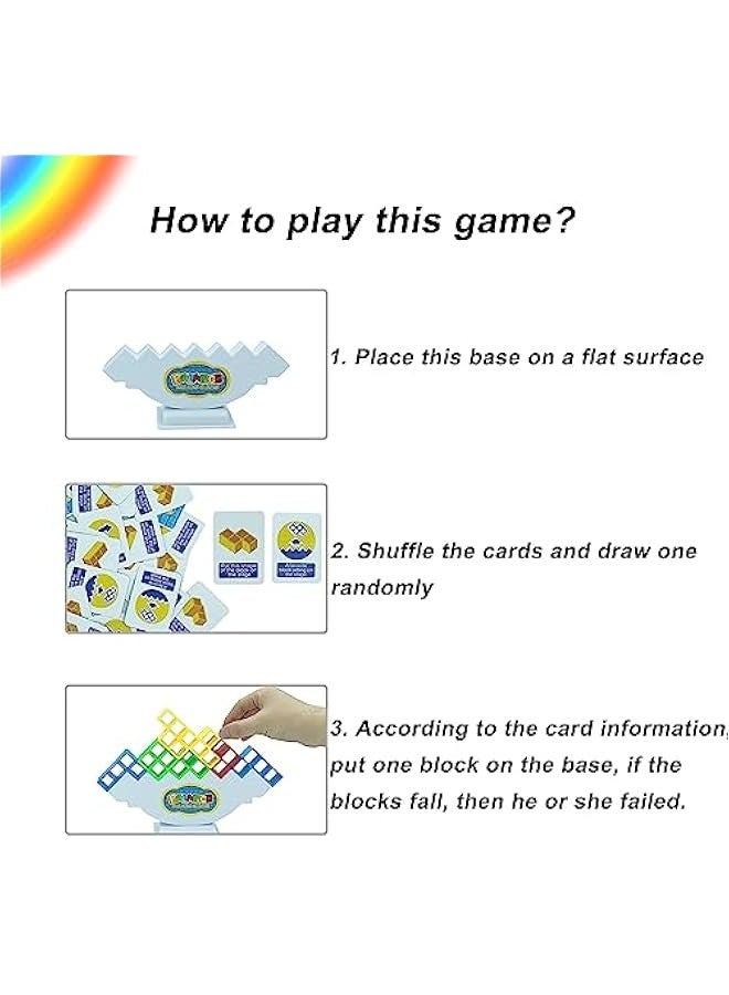 48-Piece Stack Attack Board Funny Family Games for Kids and Adults,Tetra Tower Balance Stacking Game - Parties, Travel, Team Toys Building Block,Let The Good Times Last! - Image 2