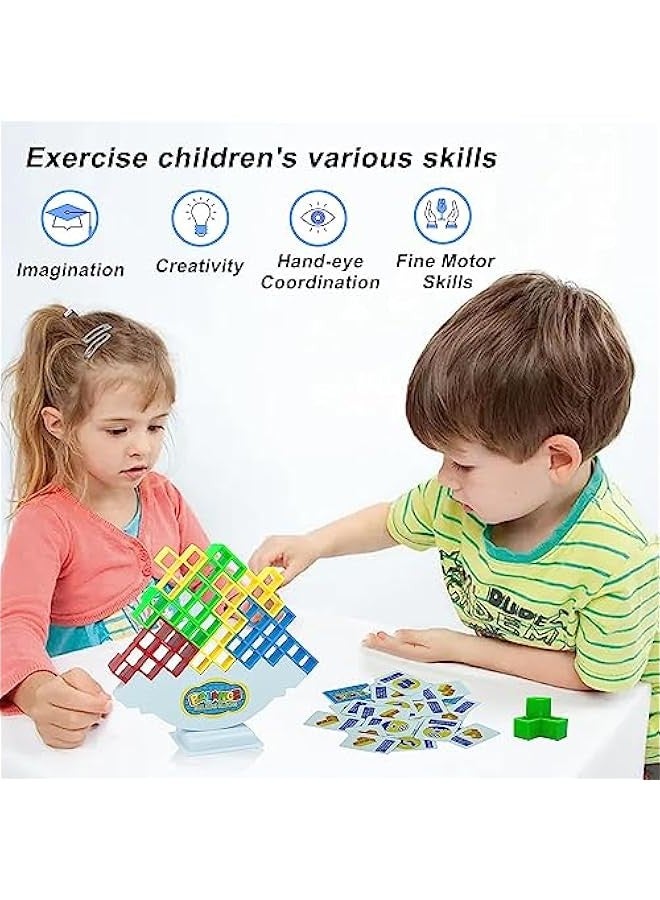 48-Piece Stack Attack Board Funny Family Games for Kids and Adults,Tetra Tower Balance Stacking Game - Parties, Travel, Team Toys Building Block,Let The Good Times Last! - Image 3