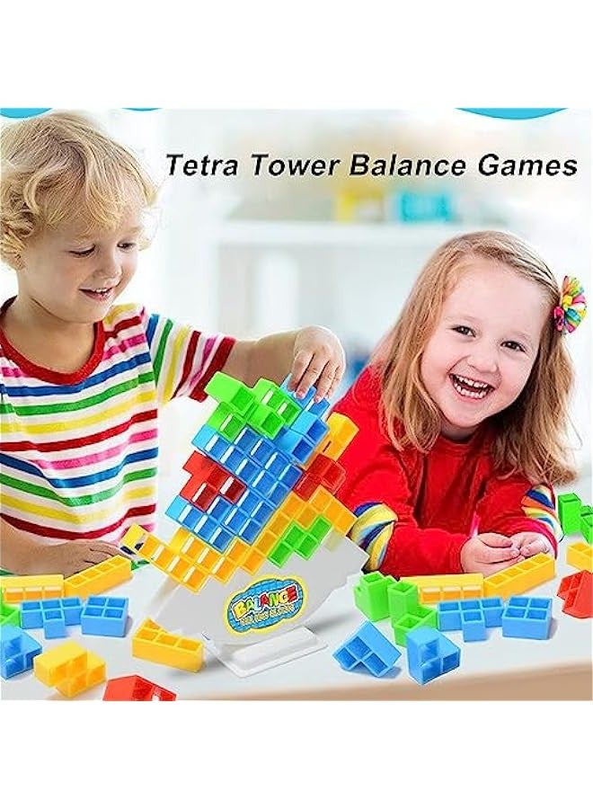 48-Piece Stack Attack Board Funny Family Games for Kids and Adults,Tetra Tower Balance Stacking Game - Parties, Travel, Team Toys Building Block,Let The Good Times Last! - Image 5
