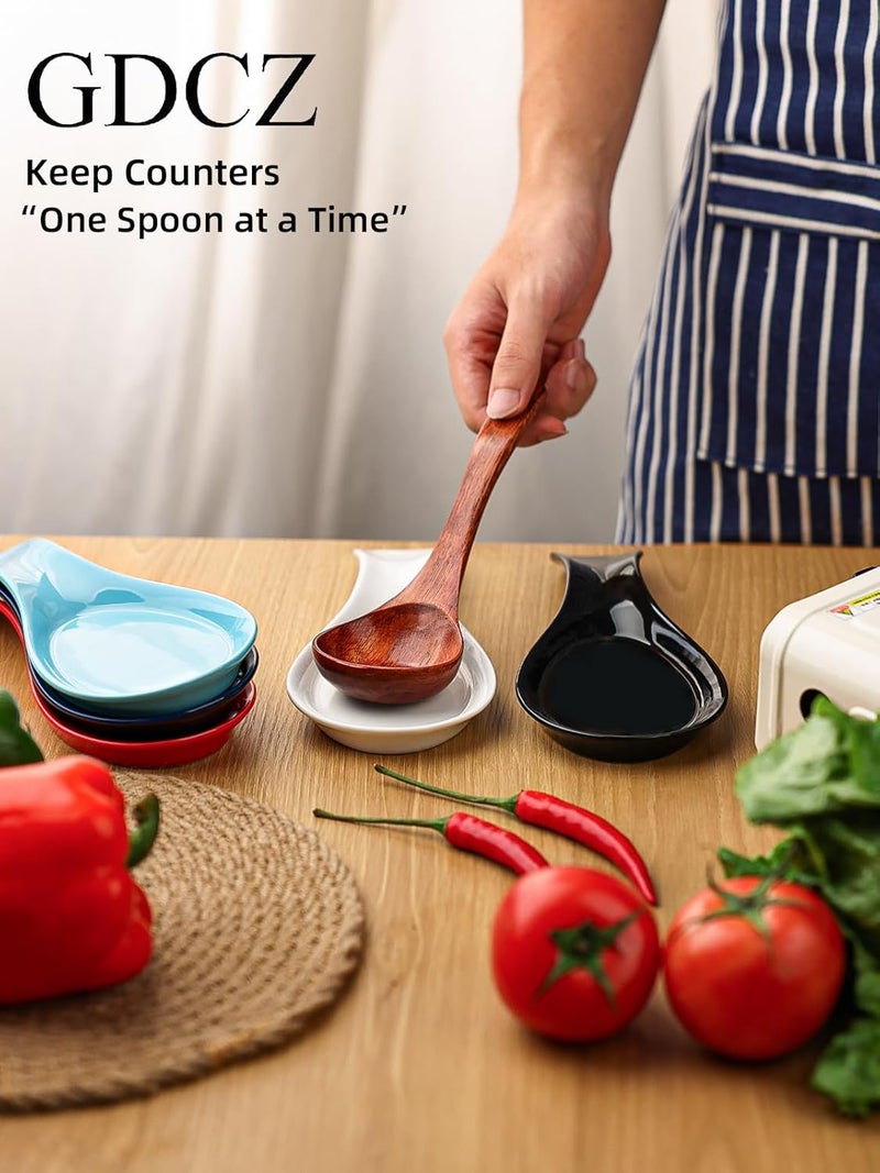 GDCZ Porcelain Spoon Rest Large Spoon Holder Utensil Rest for Kitchen Counter Stove Top, Black - Image 5