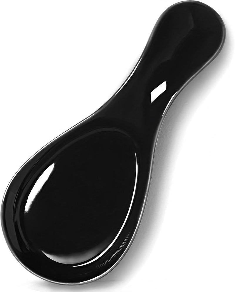 GDCZ Porcelain Spoon Rest Large Spoon Holder Utensil Rest for Kitchen Counter Stove Top, Black - Image 1