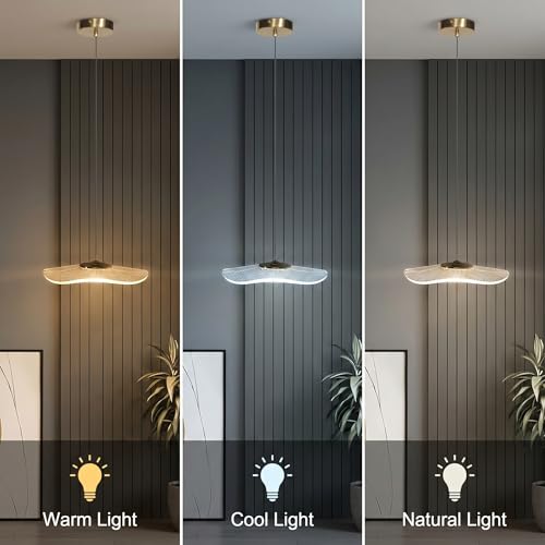 Lamp master Crystal Wave Pendant Light | Modern Acrylic Chandelier with Antique Gold Finish | Elegant Wave Design Hanging Light for Living Room, Bedroom, Dining Room & Hall, Restaurants Ceiling Lamp - Image 5